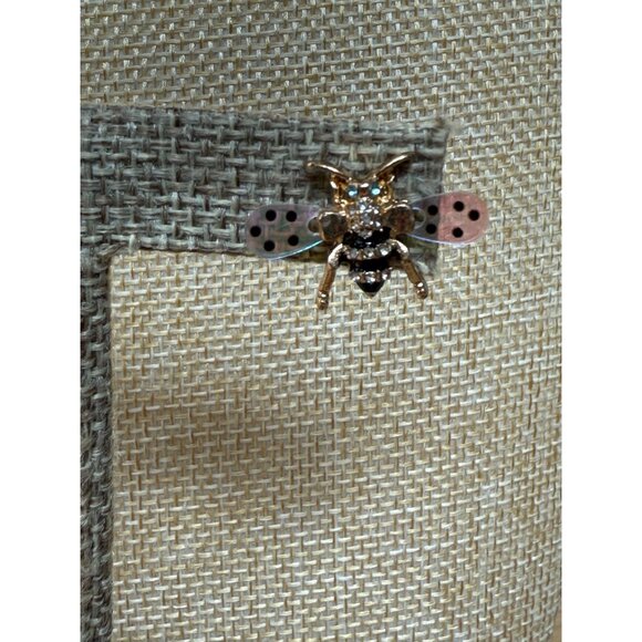 Betsey Johnson Bumble Bee Stud Earrings With Pink & Blue Polka Dot Wings - Picture 10 of 11